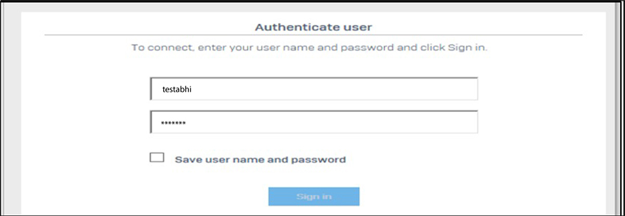  Entering the User credentials (1FA)